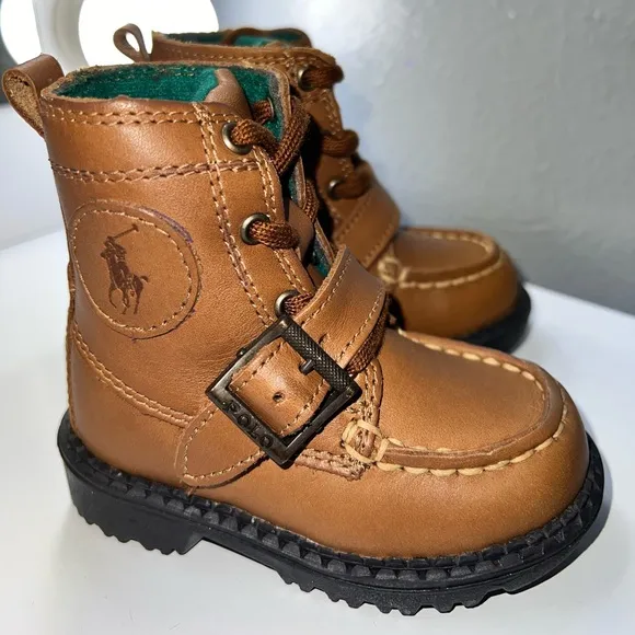 🌟New Baby Boys Polo Ralph Lauren Leather Ranger Hi Boots