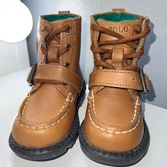 🌟New Baby Boys Polo Ralph Lauren Leather Ranger Hi Boots