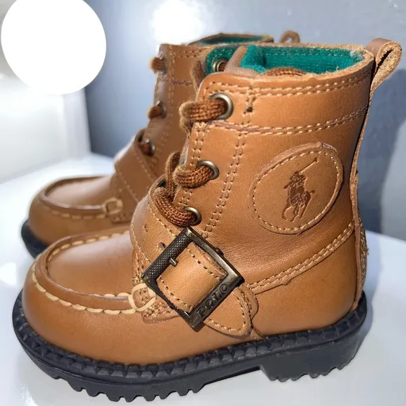 🌟New Baby Boys Polo Ralph Lauren Leather Ranger Hi Boots