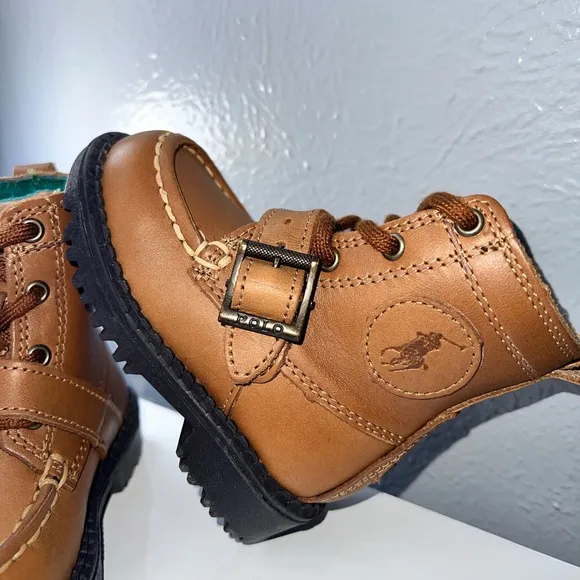 🌟New Baby Boys Polo Ralph Lauren Leather Ranger Hi Boots