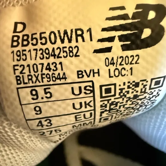 NEW BALANCE 550‎ Oak Leaf Green Red Sneakers size9.5