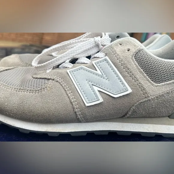 New Balance 574  Gray Athletic Shoes Suede Mesh Design