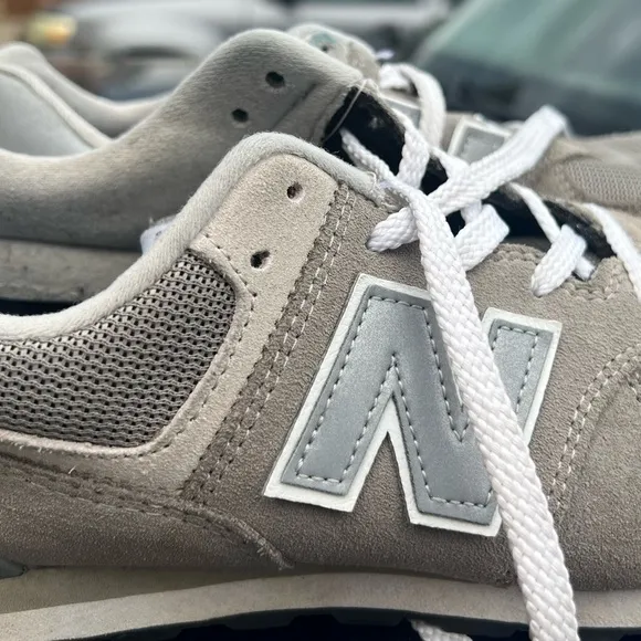 New Balance 574  Gray Athletic Shoes Suede Mesh Design