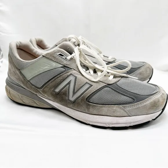New Balance 990v5 Shoes Mens 15 Gray Casual Walking Made In USA Lace Up Sneakers
