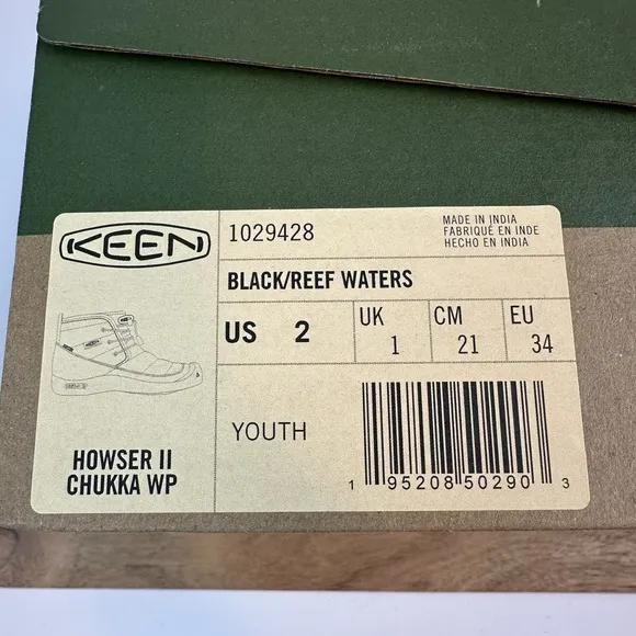 New Big Kids Keen Howser II Chukka Wrap Black/Reef Waters Boots Shoes Size 2 Y