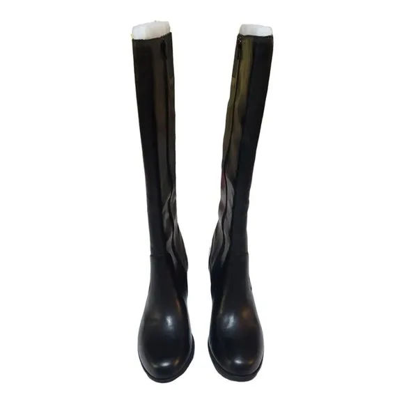 NEW Born &quot;Mim&quot; Black Leather Tall Boots Women's Sz 9.5 Heeled Buckle D49803