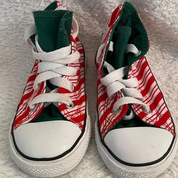 NEW Candy Cane Toddler High Top Converse Size 7