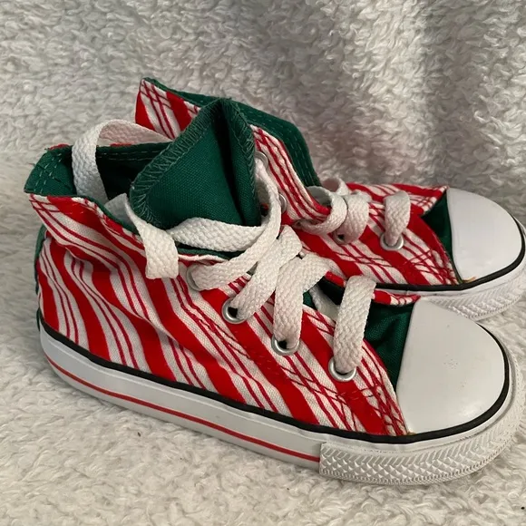 NEW Candy Cane Toddler High Top Converse Size 7