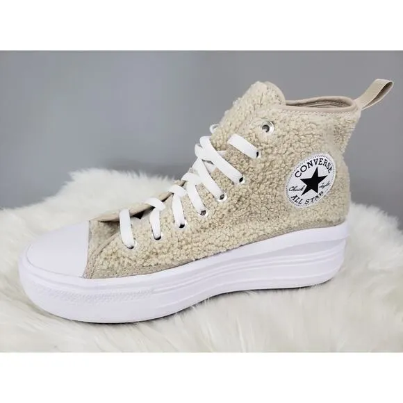NEW Converse Girl's CTAS Move Platform High Top Sneakers Sz 7 Beach Stone Taupe