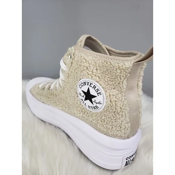 NEW Converse Girl's CTAS Move Platform High Top Sneakers Sz 7 Beach Stone Taupe