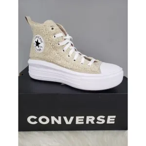 NEW Converse Girl's CTAS Move Platform High Top Sneakers Sz 7 Beach Stone Taupe