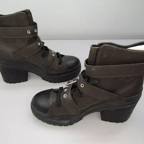NEW CONVERSE Women Chuck 70 De Luxe Heel Leather Buckle Platform Sneaker Size 7