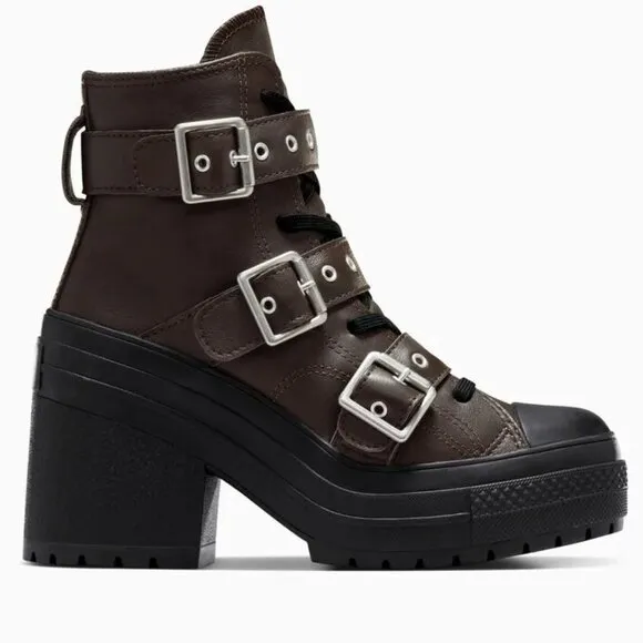 NEW CONVERSE Women Chuck 70 De Luxe Heel Leather Buckle Platform Sneaker Size 7