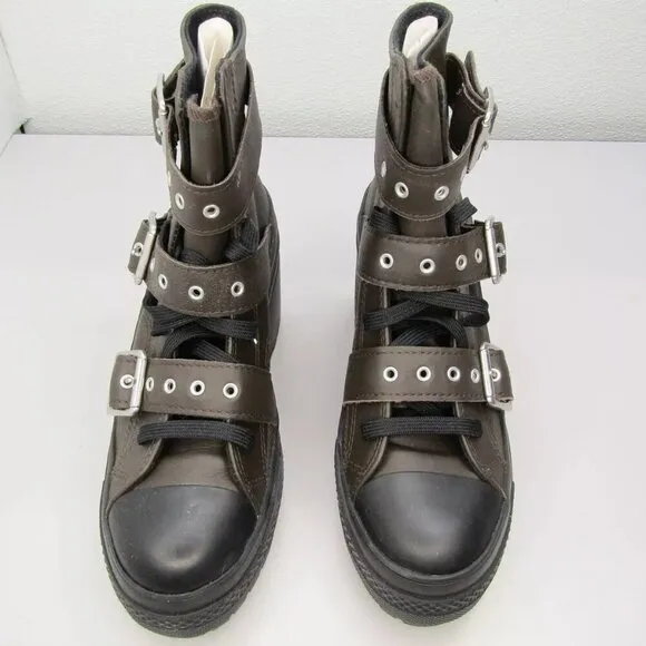 NEW CONVERSE Women Chuck 70 De Luxe Heel Leather Buckle Platform Sneaker Size 7