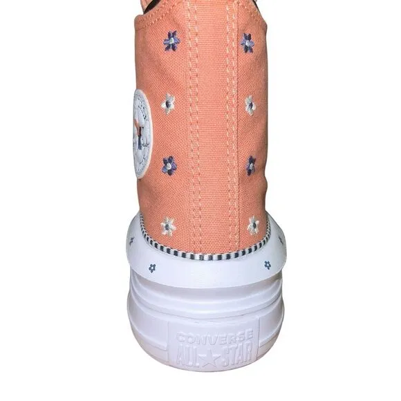 New Converse Women's Chuck Taylor All Star Move Platform Daisies Peach Sneakers