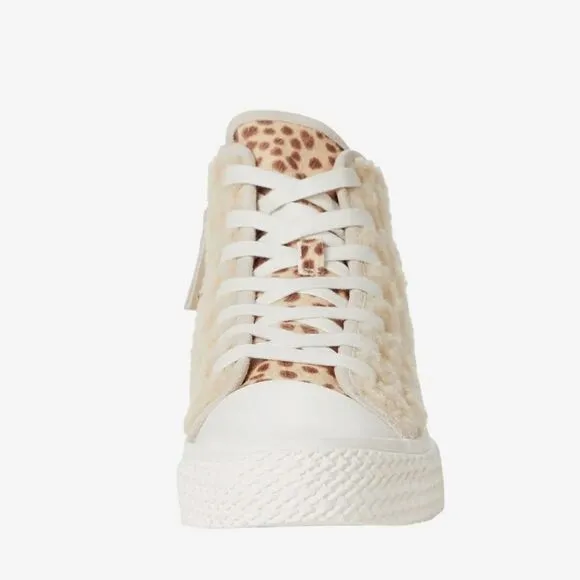 New Dolce Vita Veola Plush tan beige wool fuzzy high top sneakers