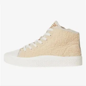 New Dolce Vita Veola Plush tan beige wool fuzzy high top sneakers