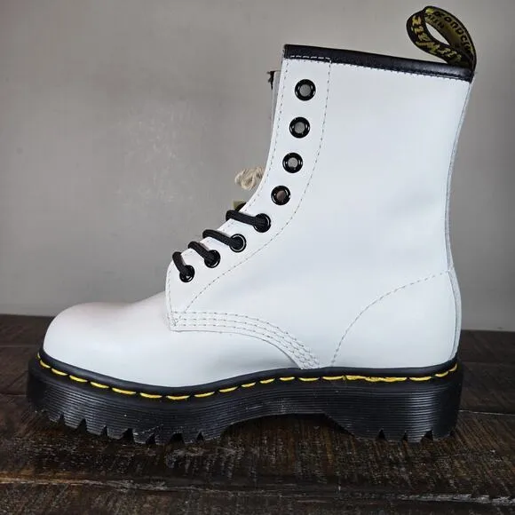 NEW Dr. Doc Martens 1460 Quad Womens Size 6 Combat Boots White Leather 26499