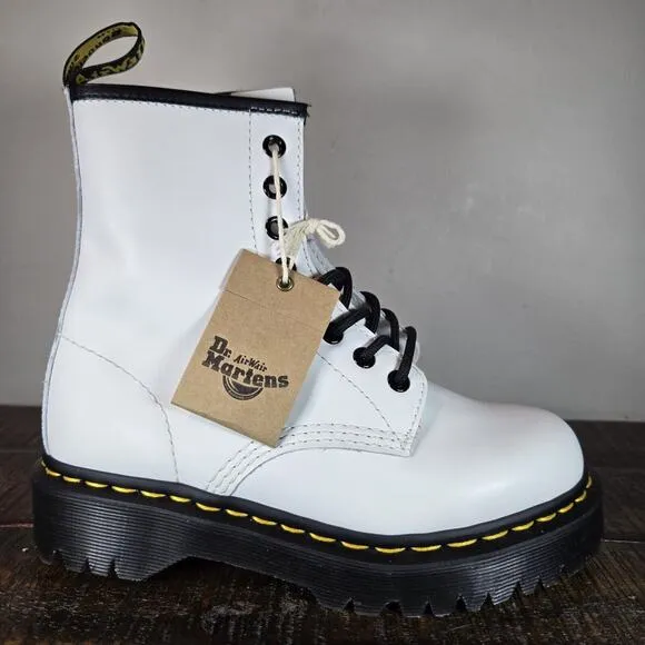 NEW Dr. Doc Martens 1460 Quad Womens Size 6 Combat Boots White Leather 26499