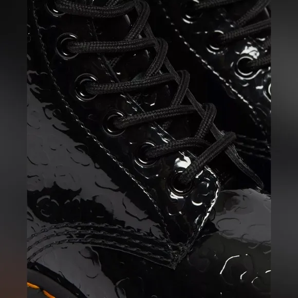 New Dr Martens 1460 LEOPARD EMBOSS PATENT LEATHER BOOTS Black Size 8