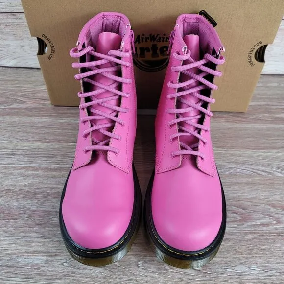 NEW Dr. Martens 1460‎ Matte Pink Combat Boots Women's Size 6 Moto Biker Shoes