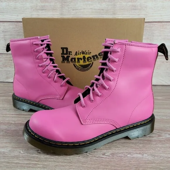NEW Dr. Martens 1460‎ Matte Pink Combat Boots Women's Size 6 Moto Biker Shoes