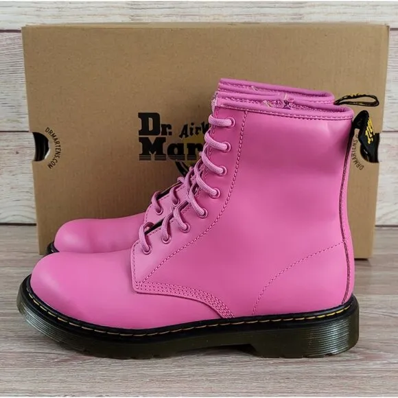 NEW Dr. Martens 1460‎ Matte Pink Combat Boots Women's Size 6 Moto Biker Shoes