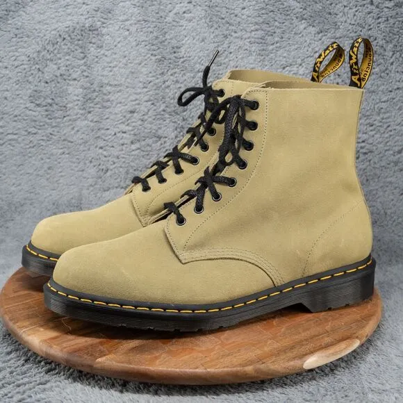 NEW Dr Martens 1460 Pascal Men’s Size 14 Suede Tan Brown Black Combat Boots NWOB
