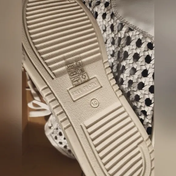 NEW Free People Hayes High Top Lattice Sneaker Ivory Leather 10