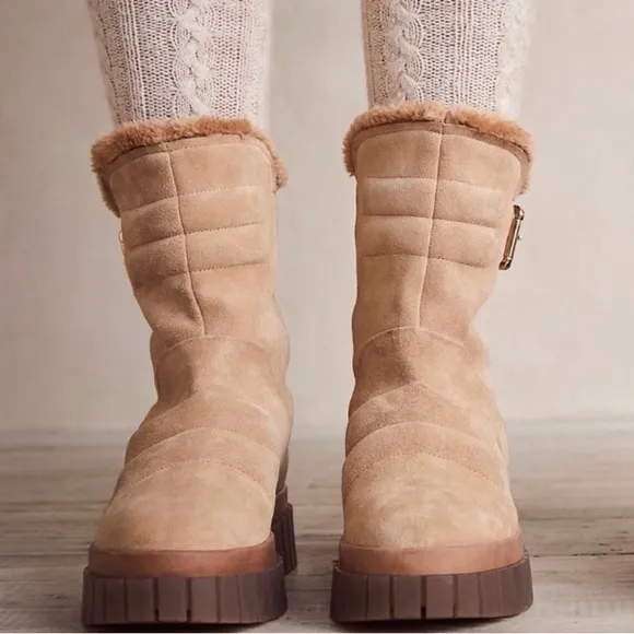 New Free People✨Fable Faux Fur Boot - Grey