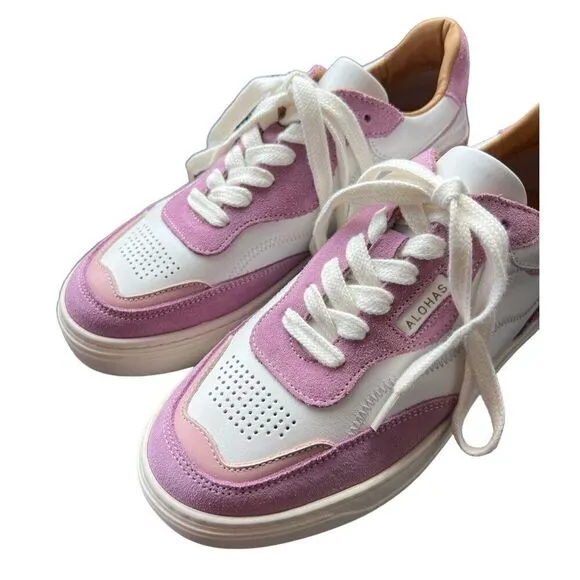 NEW Free People x Alohas Aria Sneakers Purple and White Leather Suede Size 6.5