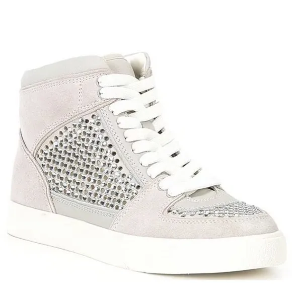 NEW Gianni Bini Evie Perforated Rhinestone High Top Sneakers