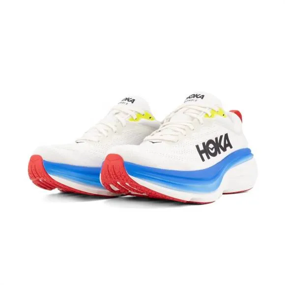 NEW HOKA men's bondi 8 shoes in bvr blanc de blanc/virtual blue
