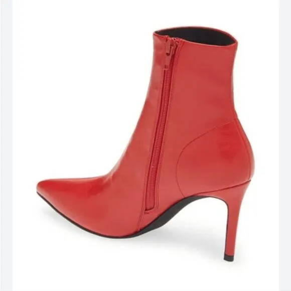 New Jeffrey Campbell Nixie Pointed Toe Bootie red ankle high heel boots size 6