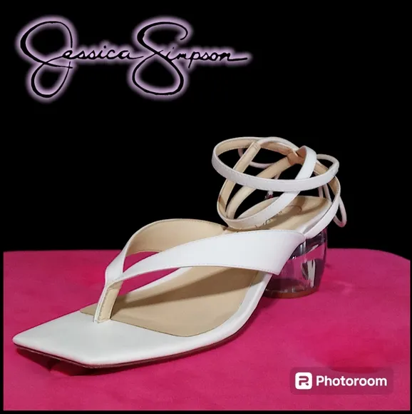 New Jessica Simpson | JS Sitelli Ankle Wrap Heeled Sandal | Women 7 M | White