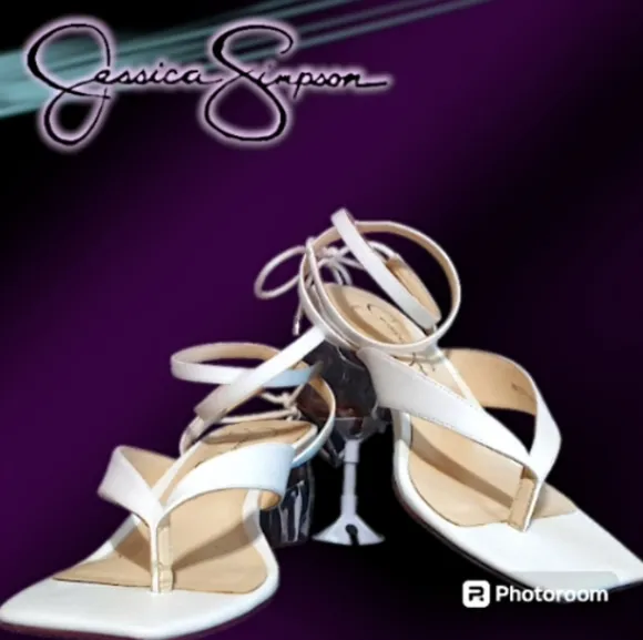 New Jessica Simpson | JS Sitelli Ankle Wrap Heeled Sandal | Women 7 M | White