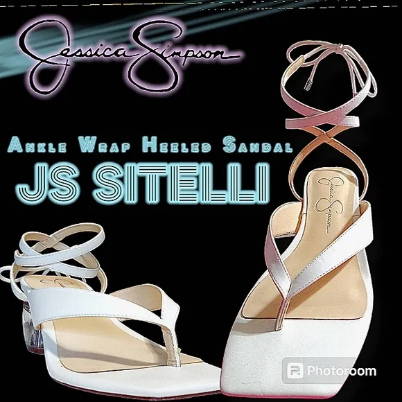 New Jessica Simpson | JS Sitelli Ankle Wrap Heeled Sandal | Women 7 M | White