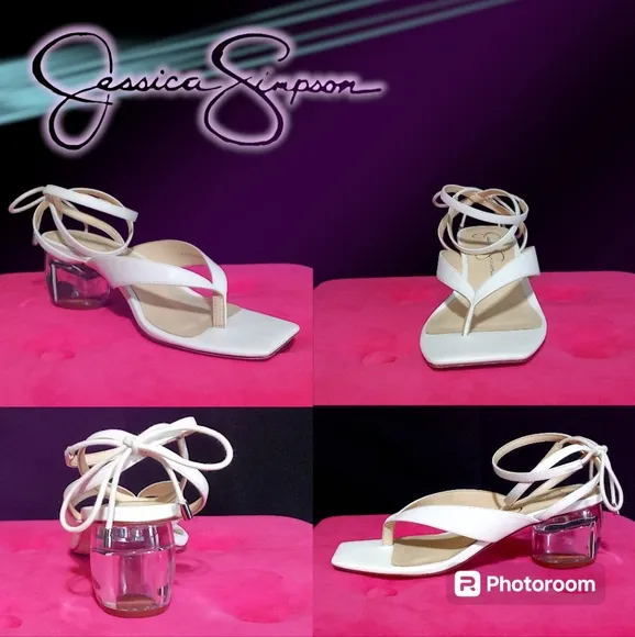 New Jessica Simpson | JS Sitelli Ankle Wrap Heeled Sandal | Women 7 M | White