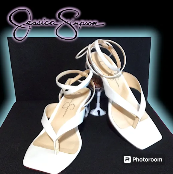 New Jessica Simpson | JS Sitelli Ankle Wrap Heeled Sandal | Women 7 M | White