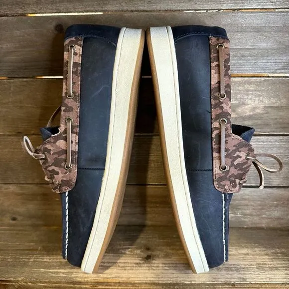 New Kids Sperry‎ Cup II Blue Leather Camo Slip On Boat Deck Shoes Loafers 6.5 Y