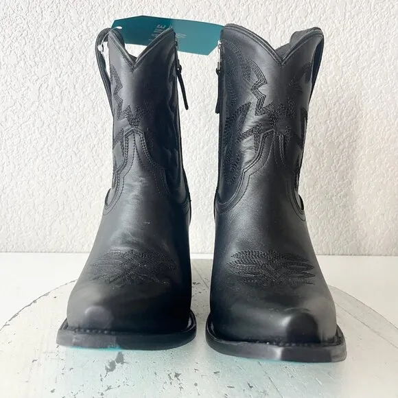 NEW Lane SMOKESHOW Womens Cowboy Bootie 9.5 Black Leather Western Cowgirl Boots