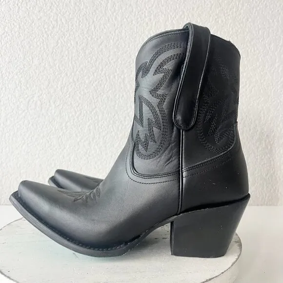 NEW Lane SMOKESHOW Womens Cowboy Bootie 9.5 Black Leather Western Cowgirl Boots