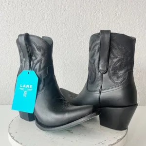 NEW Lane SMOKESHOW Womens Cowboy Bootie 9.5 Black Leather Western Cowgirl Boots