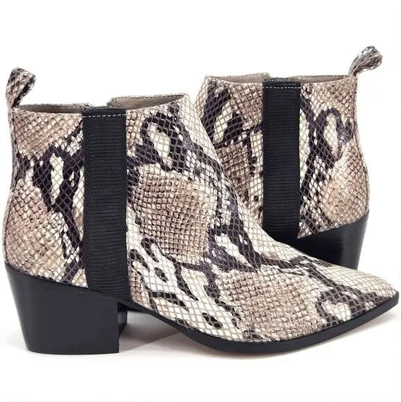 New Linea Paolo Sevilla II Booties Snakeskin Leather Ankle Boots Womens 5