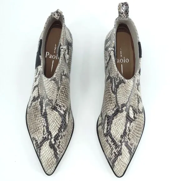 New Linea Paolo Sevilla II Booties Snakeskin Leather Ankle Boots Womens 5