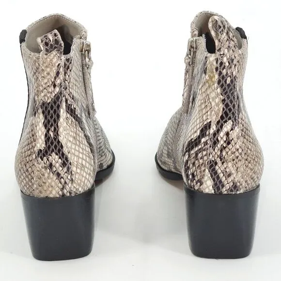 New Linea Paolo Sevilla II Booties Snakeskin Leather Ankle Boots Womens 5