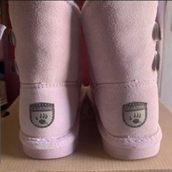 New Little Girl Bearpaw Pale Pink Rosaline Suade Boots Booties Shoes Size 2