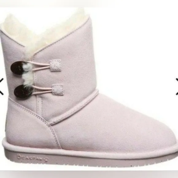 New Little Girl Bearpaw Pale Pink Rosaline Suade Boots Booties Shoes Size 2