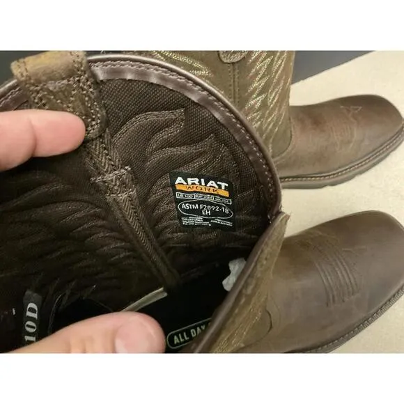 New! Mens Ariat Groundbreaker Pull-On Soft Toe Work Boots. 10014238. Size 10D.