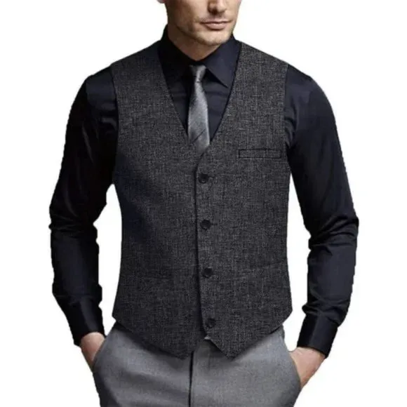 New Men's Casual Vests Lightweight Waistcoat Black